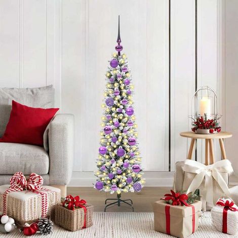 Sapin de Noël Artificiel Blanc 120 cm PVC, métal et plastique, Décoration de Noël (1/5)