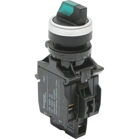 Selettore luminoso 24V AC/DC LED verde con 2 posizioni 1NO+1NC, 10A/600V AC, 1A/250V DC LA42 Breckner Germany (1/5)