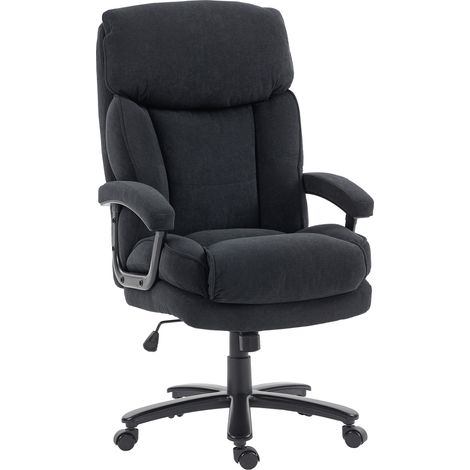 Fauteuil de direction ergonomique, supportant jusqu'à 200 kg, aspect velours, dossier haut, pour bureau et télétravail, noir. (1/5)