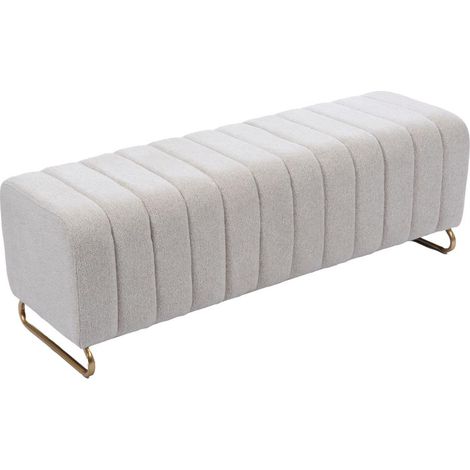 Amadeus - Banc capitonné en tissu gris avec piètement métal L120 cm Eli (1/4)