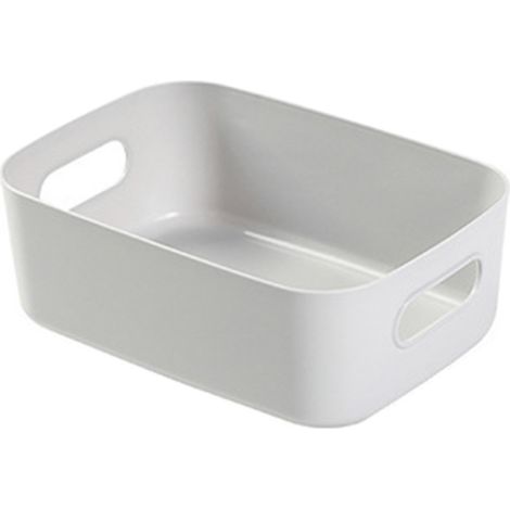 Panier de rangement PP pour bureau, organisateur cosmétique et accessoires avec poignée, gris clair (1/2)
