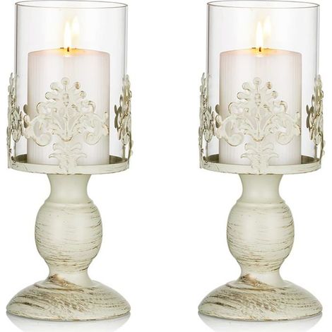 BelleRise - Ensemble de 2 bougeoirs piliers vintage Sziqiqi, hauts bougeoirs en fer, décoration de table pour mariage et fête (1/5)