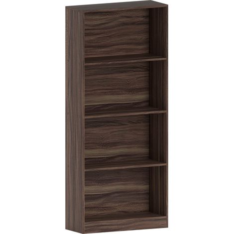Cambridge 4 Tier Large Bookcase Shelving Storage Unit, Walnut