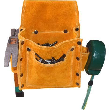 Sac banane à outils, sac à outils multifonctionnel en cuir de vache épais, sac à outils de réparation d'électricien, au chantier de construction (1/5)