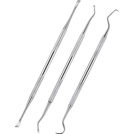 Détartreur et grattoir dentaire pour chien, 3 pièces, en acier inoxydable, à double tête, pour éliminer le tartre, outils de nettoyage des dents pour animaux de compagnie, pour chien et chat (argent) (1/4)