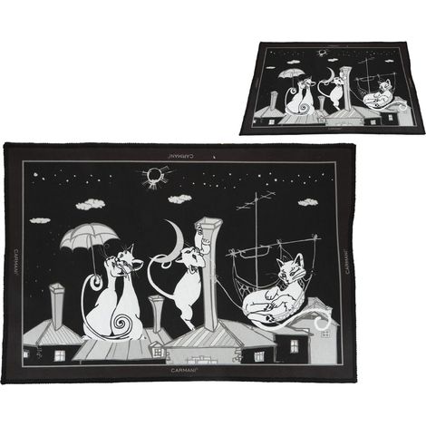 Carmani, tappeto da comodino 60x40cm - crazy cats, gatti (1/2)
