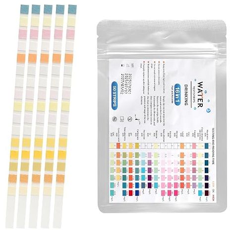 16 in 1 Drinking Water Test, 50 Pieces Water Hardness Test, Water Analysis Kit, PH Test, Lead, Iron, Copper, Etc., Suitable for Home Tap Water, Aquariums, Pools. (1/5)