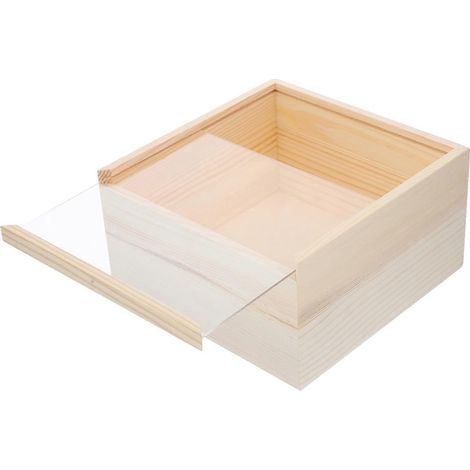 Aufbewahrungsbox aus Rohholz, dekorative Schmuckschatulle, Schatztruhe, Geschenkbox mit transparentem Deckel – 18 x 10 cm (1/4)