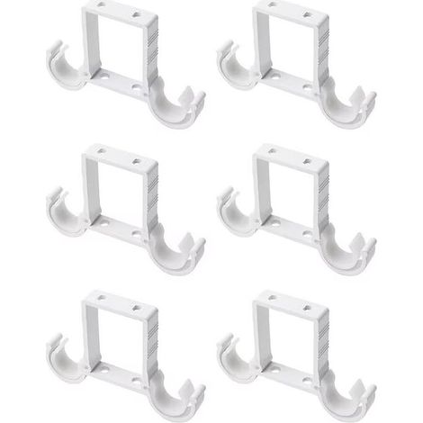 Lot de 6 supports de tringle à rideaux en alliage d'aluminium, pour tringle à rideaux de 23 mm à 27 mm (blanc) (1/5)