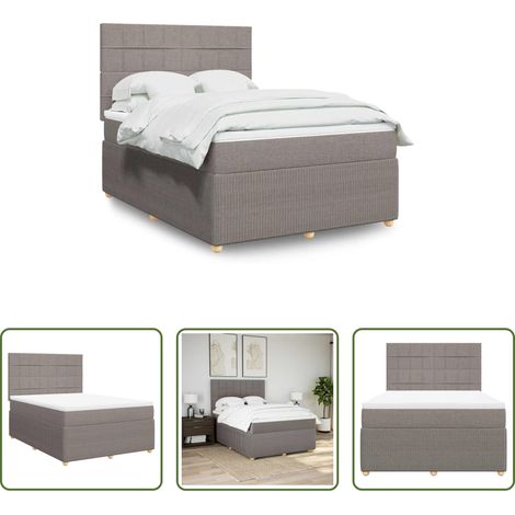 vidaXL Taschenfederkern - Boxspringbett mit Matratze Taupe 140x200 cm Stoff (1/5)