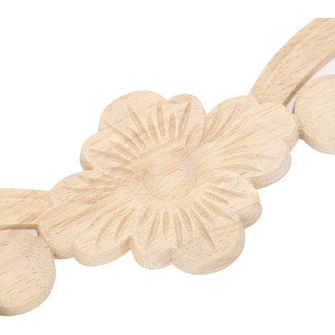Appliqué Bois 4Pcs Fleur Sculptée Longue Décoratif Fenêtre Porte en Bois Rubber 25x6cm (1/5)