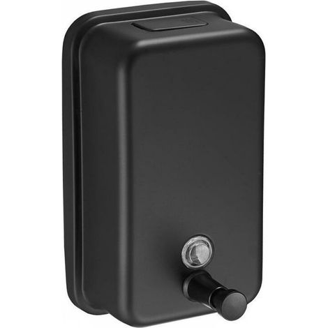 Distributeur de Savon Mural Noir 500 ML - Savon Liquide, Shampooing, Liquide Vaisselle - Métal Brossé Anti-Rouille - Distributeur Savon INOX Encastrable - Salle de Bain, Cuisine (1/3)