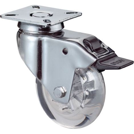 Rueda giratoria con Festst.D.75mm Trgf.50kg con placa cojinete liso Ku.transp.BS ROLLEN (1/2)