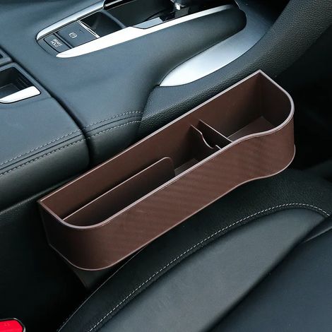(Marron - Côté droit) Accessoires auto : porte-gobelet, boîte de rangement, organisateur, combleur d'espace entre les sièges, intérieur de coffre en fibre de carbone (1/5)