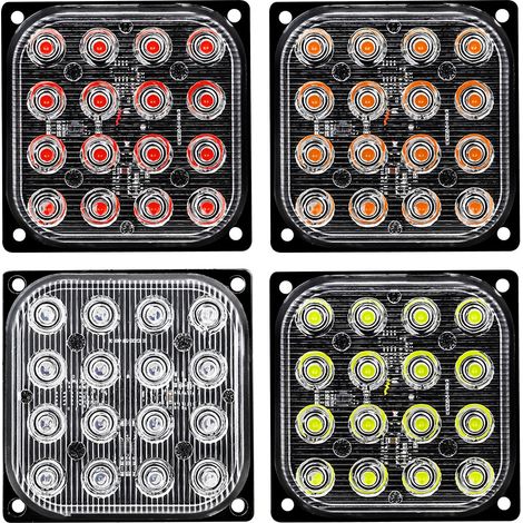 Feu LED Latéral Voiture Camion 16LED 48W DC 12V-24V, Feu Signalisation Ultramince Clignotant + Fixe IP65 pour Camionnette, Remorque, Moto, Quad, Bateau et Engin de Chantier(4pcs) (1/5)