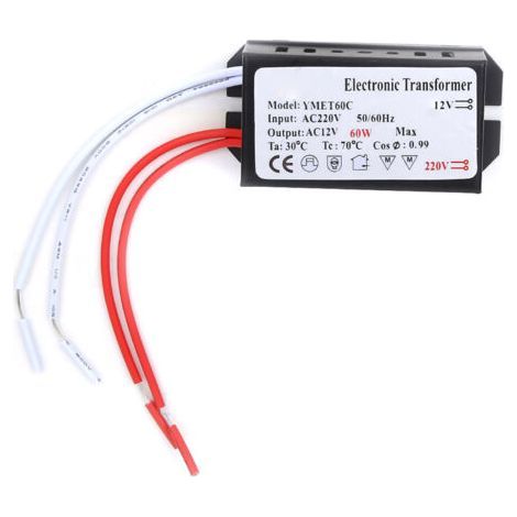 Transformateur électronique 220V à 12V – Puissance 60W – Tension de sortie stable – Installation facile pour lampes halogènes (1/5)