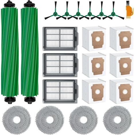 FENOPLASTICAKit accessoires de 22 pices pour aspirateur Robot iRobot Roomba Plus 505/405, 2 brosses Rouleaux, 4 serpillres, 3 filtres HEPA, 6 brosses latrales, 6 Sacs aspirateur pices de Rechange (1/5)
