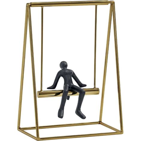 Statuette aluminium homme sur balançoire 26x15x37cm