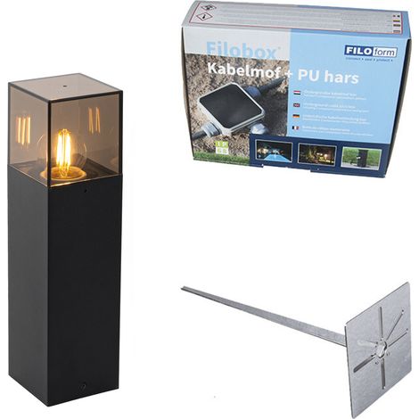 QAZQA Palo da terrazza denmark - Moderno - Alluminio,Plastico - Nero - Allungato Max. 1 x Watt