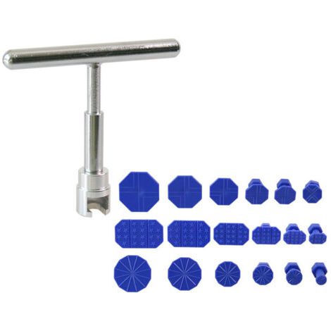 Pair Kit de réparation de bosses de voiture, outil de réparation de bosses sans peinture, kit de débosselage de carrosserie avec marteau coulissant en aluminium à barre en T et 18 ventouses de voiture (1/3)