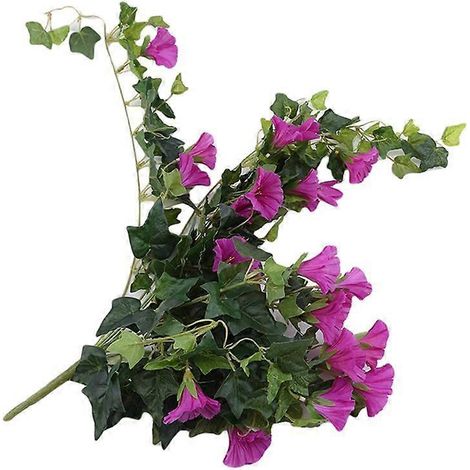 Iris du matin artificielle, décoration florale pour la maison, ornements, composition florale, décoration murale, panier suspendu en rotin fleuriviolet (1/5)