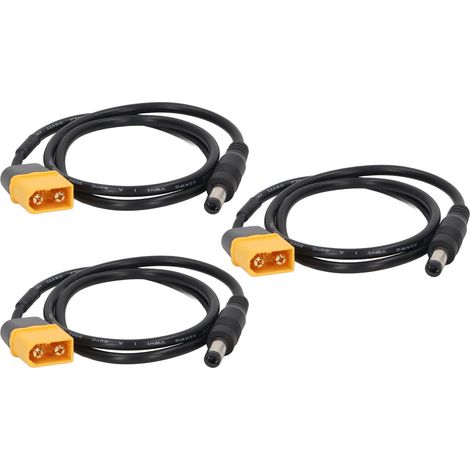 Lot de 3 câbles XT60 vers DC mâle-mâle, adaptateurs de batterie et cordons de charge pour drones et voitures. (1/5)