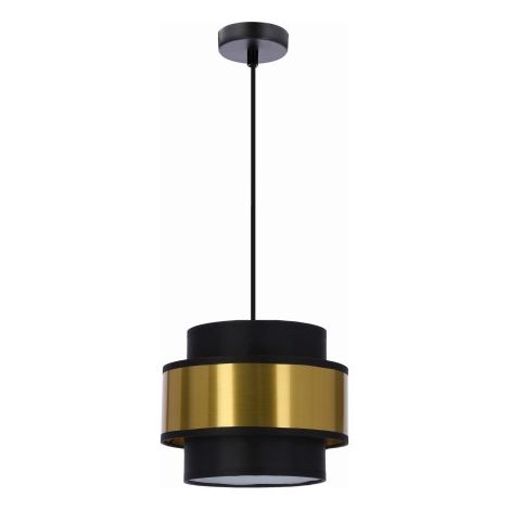 Lampe à suspension Prestige noire 1x40w e27 abat-jour noir + or