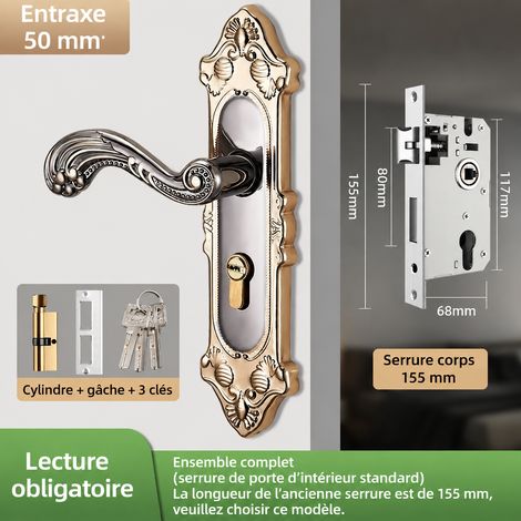 Serrure à poignée pour porte intérieure noir titane avec plaque réglable renforcée et boîtier à roulement 155/80 155 80 réf 6103 26 × 16 × 8 cm 1,2 kg – Livraison gratuite