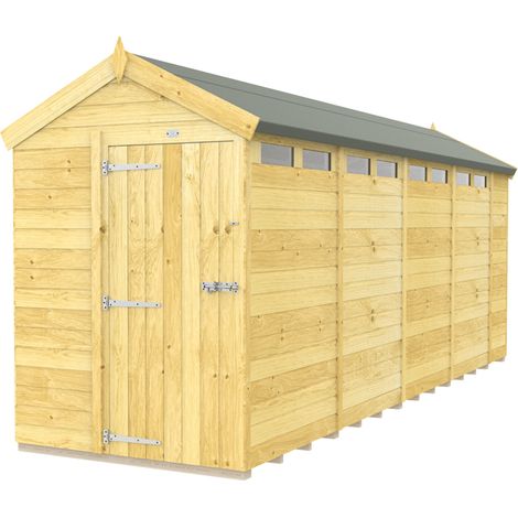 5 x 18 Feet Apex Security Shed - Single Door - Wood - L533 x W147 x H217 cm