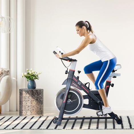 Cyclette HOMCOM con volano da 8 kg, display LCD, cardiofrequenzimetro, sella e manubrio regolabili, 103x48x115 cm, nera.