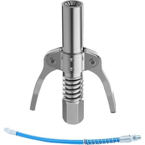 Grease Coupler Grease Coupler NPTI/8 10000PSI Heavy Duty Quick Release Oil Grease Gun Coupler Two Presses Easy Push Grease Gun Oil Pump (1/5)