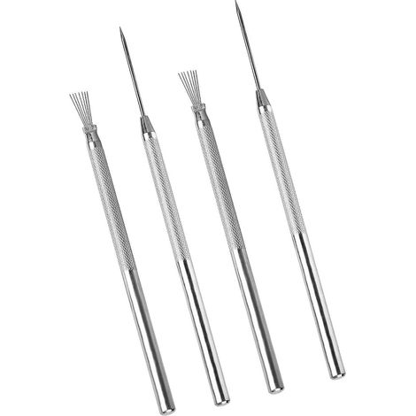 Set mit 4 Tonmodellierwerkzeugen – Professionelle Töpferwerkzeuge – Detailwerkzeuge mit Nadel – Pointillismuswerkzeuge – Werkzeuge für Federstruktur – Konturenset