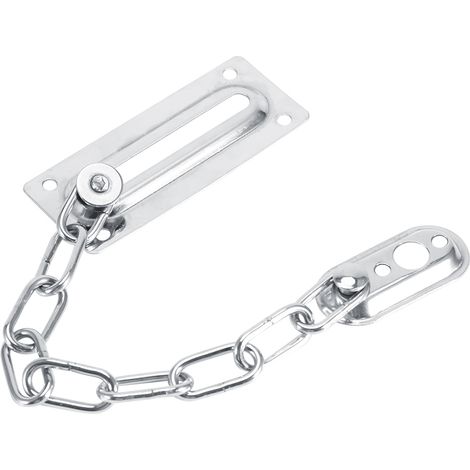 Verrou de porte de sécurité en acier inoxydable avec chaîne de sûreté et vis, finition argent, loquet de protection (1/5)