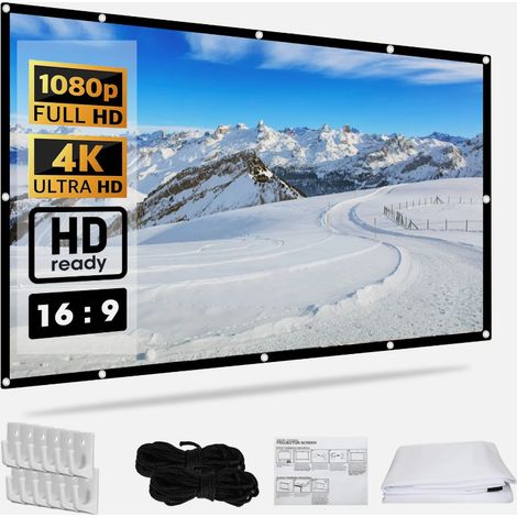 pantalla de proyección de 120 pulgadas, formato 16:9, plegable, lavable, para uso interior/exterior. (1/5)
