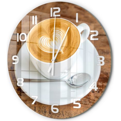 Horloge Murale Ronde Installation Facile Verre Silencieuse pour Salon Cuisine Café dans une tasse fi 60 cm (1/5)