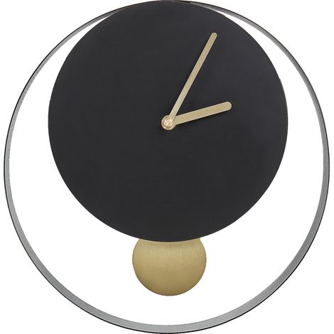 Reloj de pared decoración colgante ⌀ 30 cm diseño moderno con péndulo decorativo sin números acero negro y dorado Magland (1/5)