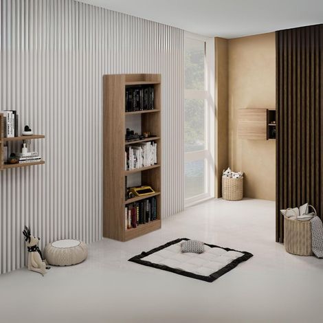 Libreria con 5 ripiani colore noce naturale 64x180H cm - Alessia (1/2)