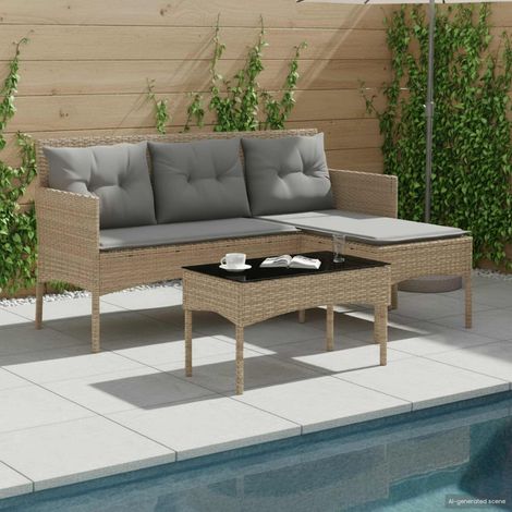 Gartensofa-set mit Kissen 2 pcs Poly-Rattan