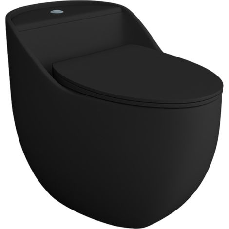 Einteilige Stand-WC mit eingebautem Spülkasten SILIA RIM BLACK Komplett-Set (1/5)