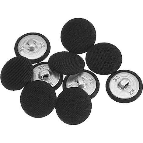 Boutons recouverts de tissu 32L, 10 pièces, 20mm, tige métallique ronde, pour costumes robes chemisiers, noir (1/5)
