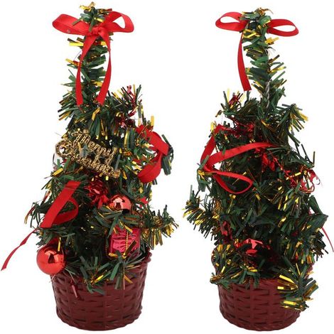 AUCUNE décorations d'arbre de Noël de table Arbre de Noël de table mignon fabriqué avec une base stable, mini parfum soin Rouge (1/5)