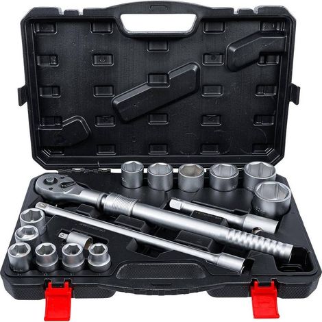 Jeu de Douilles avec Cliquet Réversible Extensible 16 pcs - 19 à 50 mm, 20 mm (3/4) - Acier Résistant, Précision et Po - D-Work