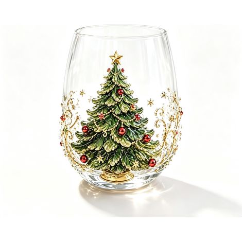 Beyamis Ensemble de tasses en verre 3D « Noël magique », sapin de Noël 3D (1/5)