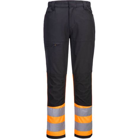 Pantalón de trabajo WX2 tejido elástico de alta visibilidad CD888 33 pulgadas (talla 42) Naranja/Negro