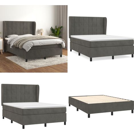 Boxspringbett mit Matratze Dunkelgrau 140x190 cm Samt - Samtbett - Boxspringbett - Doppelbett - Bettauflage - Matratze - Home & Living (1/5)