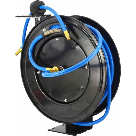 Manguera neumática AWTOOLS 10x16mm x 20m con carrete metálico, ideal para herramientas neumáticas, flexible, resistente, duradera y con alto rendimiento para trabajos industriales.