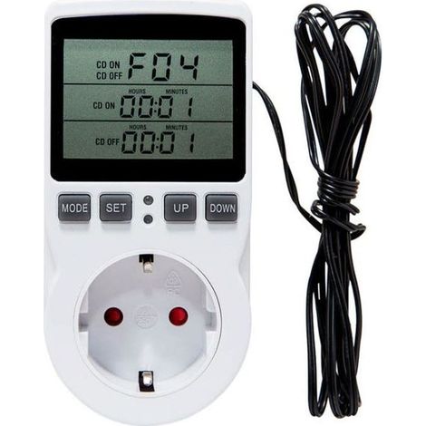 Prise Thermostat, Regulateur Température Numérique, Prise Programmable Digitale avec Sonde, Minuterie Numérique Programmable, Prise Thermostat Chauffa (1/5)