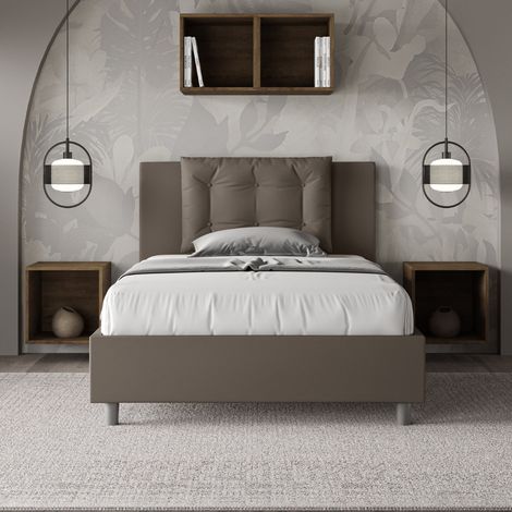 Letto una piazza e mezza con rete imbottito 120x200 similpelle cappuccino Annalisa (1/4)