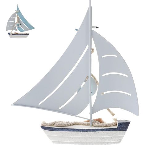 Ornement de Bateau Voilier Méditerranéen en Bois Léger, Décoration Chic et Portable Vacances, pour Décor Océan et Ambiance Marine (1/5)