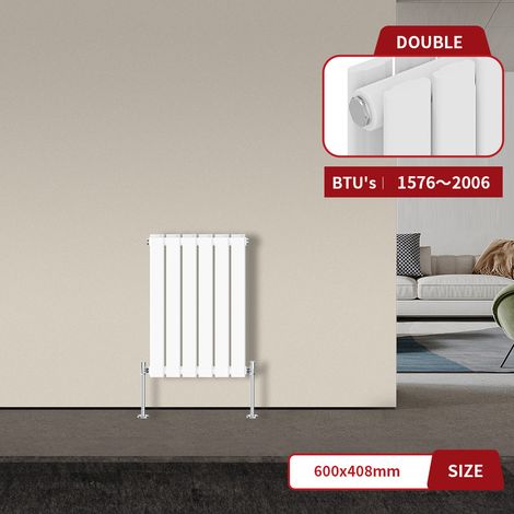 Warmehaus Flat Panel Radiator White Horizontal 600 x 408mm Double (1/5)